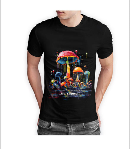 DRIPPY MUSHROOM Half Sleeve T-shirt Printed - 93% Cotton 7% Elastic