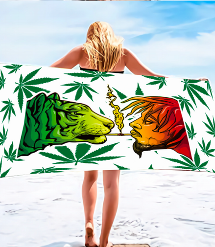 Tiger Guy Smoking Beach Towel Size  64 x 30 Inches