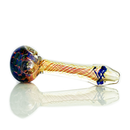 4.5" Hand Pipe Spoon Gold Fume Glass