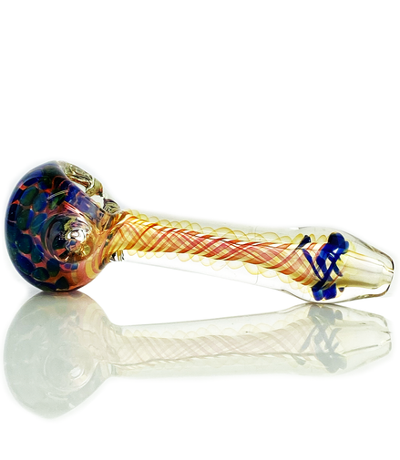 4.5" Hand Pipe Spoon Gold Fume Glass