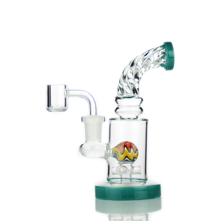 7" Dab Rig with Twisted Neck Rod Color with 14mm Male Quartz Banger