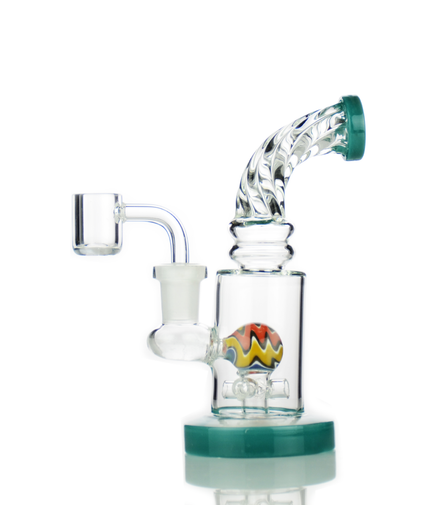 7" Dab Rig with Twisted Neck Rod Color with 14mm Male Quartz Banger