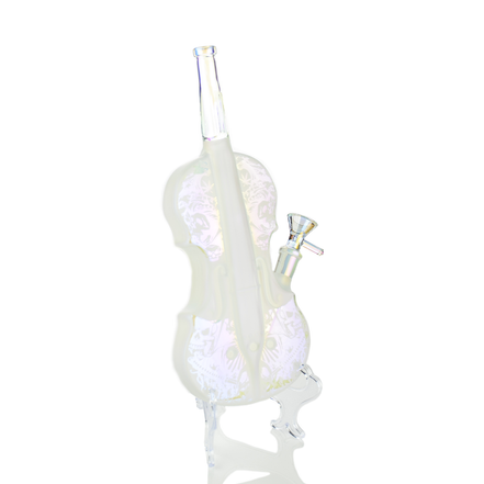 11" Violin Water Pipe Engraved and Electroplated Glass