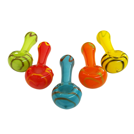 3" Hand Pipe Spoon with Color Frit Glass
