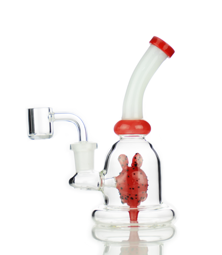 6.5" Dab Rig Rod Color with Cactus Shower with 14mm Male Quartz Banger