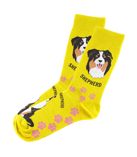 Australian Shepherd Socks Unisex Unique Fun Design   Fits All, 70% Cotton, 25% Spandex, 5% Elastic