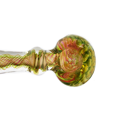 4.5" Gold Fume Hand Pipe Spoon with Swirl Art