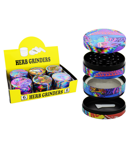 63mm Mushroom Printed 4 Parts Zinc Grinder