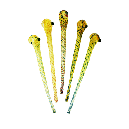 12" Sherlock Glass Pipe Silver Fume Tube with Spiral Art  Gandalf