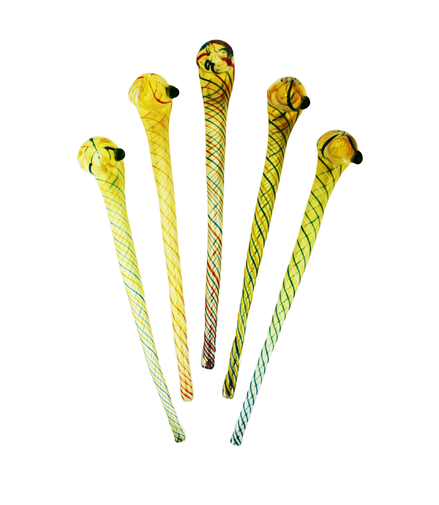 12" Sherlock Glass Pipe Silver Fume Tube with Spiral Art  Gandalf