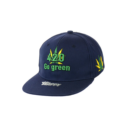 420 Go Green Embroidered Snapback Hat 100% Cotton