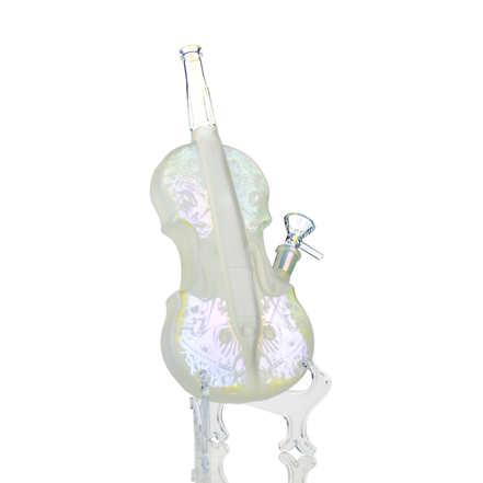 11" Violin Water Pipe Engraved and Electroplated Glass