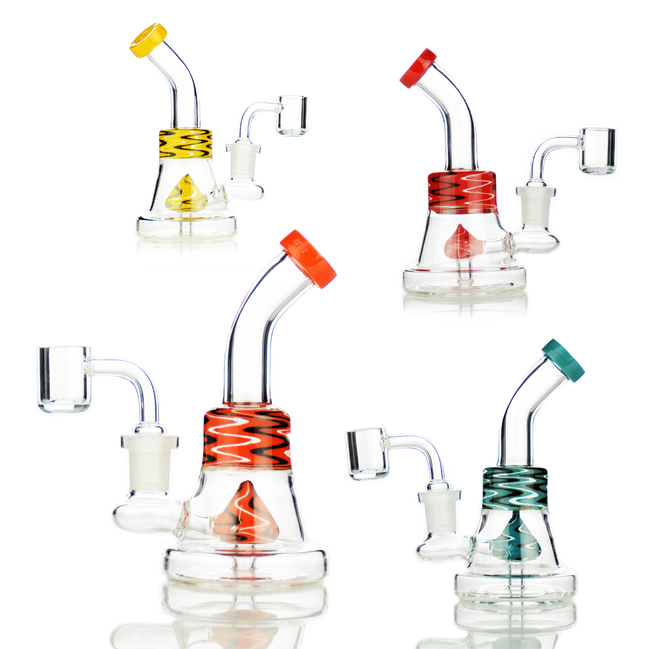 5.5" Dab Rig Water Pipe with Kisses Shower and 14mm Male Quartz Banger