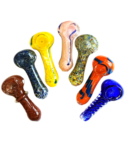 2.5" Assorted Designs Hand Pipe Spoon with Color Frit