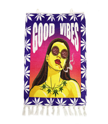 Good Vibes Handloom Printed Wall Hanging Size 3ft x 2ft