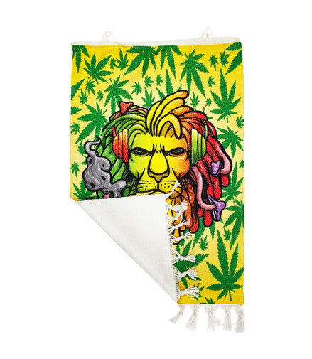 Lion Smoking Leaf Design Handloom Printed Wall Hanging Size 3ft x 2ft