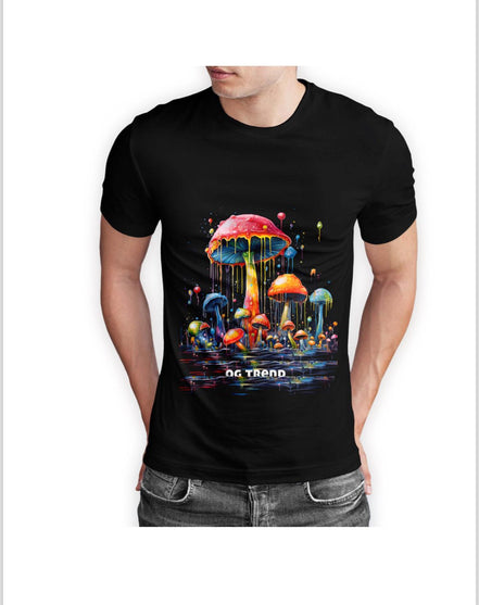 DRIPPY MUSHROOM Half Sleeve T-shirt Printed - 93% Cotton 7% Elastic
