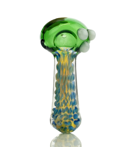 5" Gold Fume Hand Pipe Spoon with Quilted Color Art