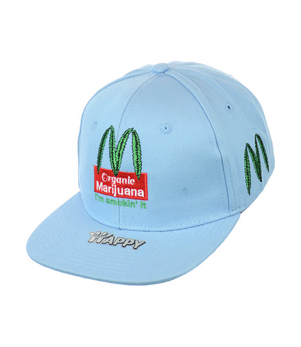 ORGANIC LEAF Embroidered Snapback Hat 100% Cotton