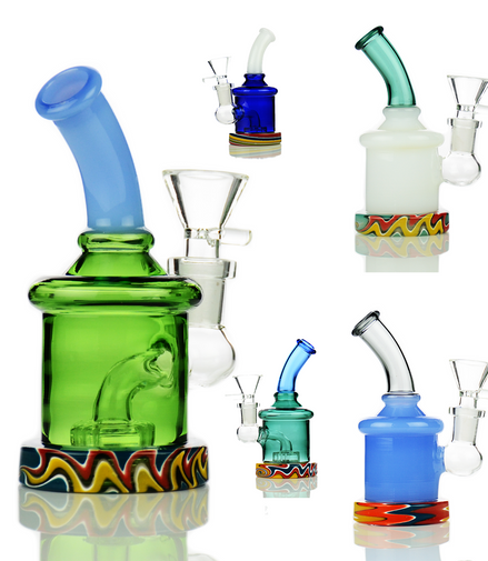 5" Wig Wag Base Water Pipe with Round Shower and 14mm Male Bowl