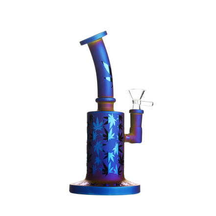 8" Electro Plated Frosted Glass Water Pipe Bong with 14mm Bowl