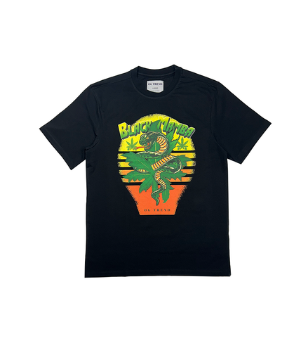 Black Mamba Half Sleeve Black T-shirt Printed - 93% Cotton 7 Elastic
