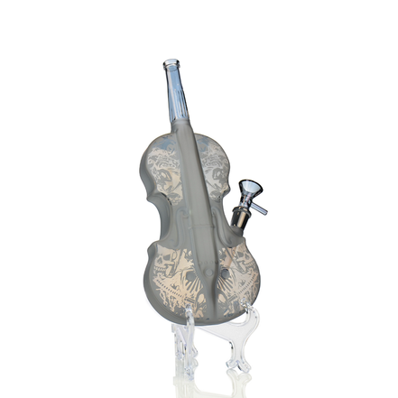 11" Violin Water Pipe Engraved and Electroplated Glass
