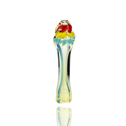 4" Twisted Mouth Glass Chillum with Silver Fume Glass