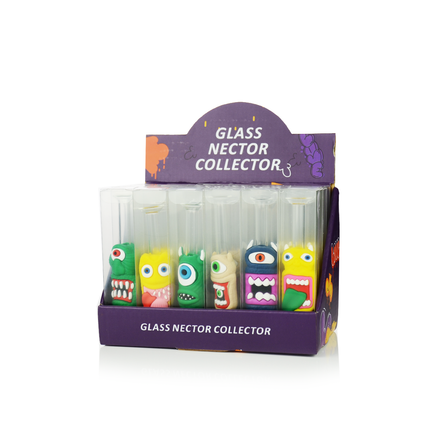 5" Nectar Collector Glass and Silicone Character Designs 24 pcs Display