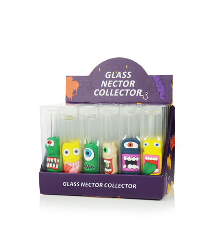 5" Nectar Collector Glass and Silicone Character Designs 24 pcs Display
