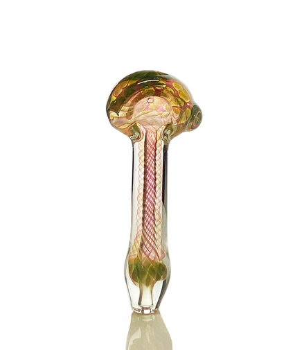 4.5" Hand Pipe Spoon Gold Fume Glass