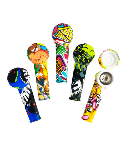 3.5" Silicone Hand Pipe Spoon Printed 20 PCS Per Display