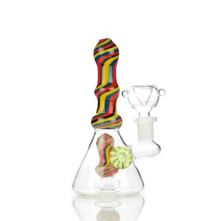 6" Water Pipe Bong Reversal Art Neck with Locket and 14mm Male Bowl