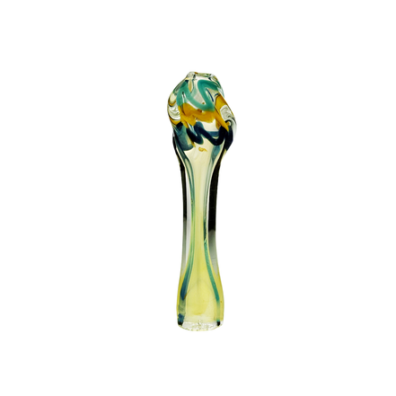 4" Twisted Mouth Glass Chillum with Silver Fume Glass