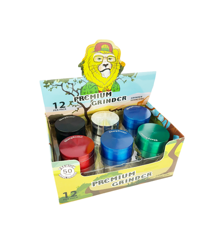 50mm Plain Color Grinder, 4 Parts, 12pcs Display