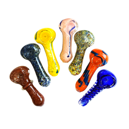 2.5" Assorted Designs Hand Pipe Spoon with Color Frit