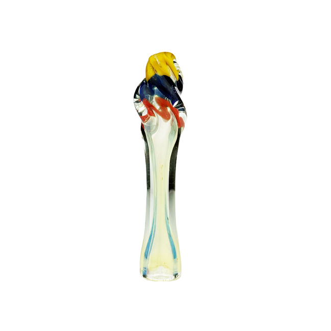 4" Twisted Mouth Glass Chillum with Silver Fume Glass